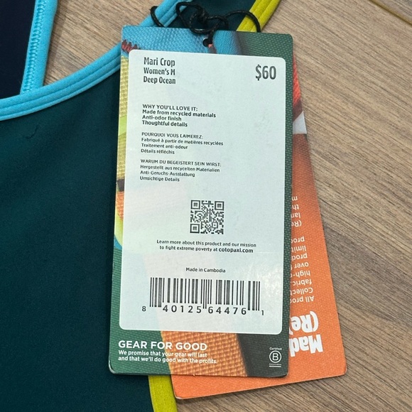 NEW Cotopaxi Mari Crop in Deep Ocean Teal Size Medium - Picture 2 of 7